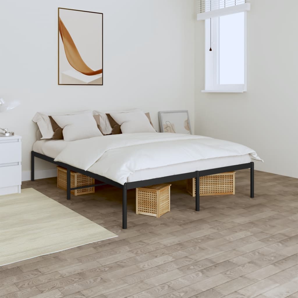 Cadre de lit métal sans matelas noir 140x190 cm - XIOS