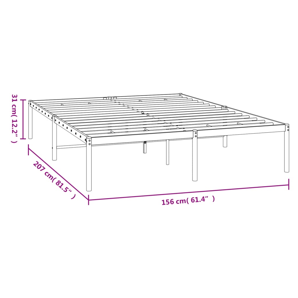 Cadre de lit métal sans matelas noir 150x200 cm - XIOS