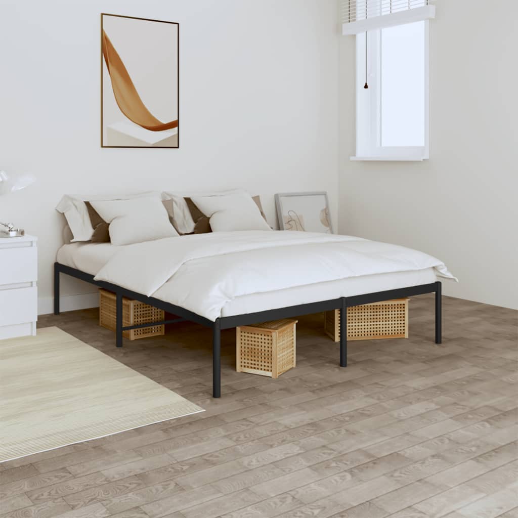 Cadre de lit métal sans matelas noir 150x200 cm - XIOS