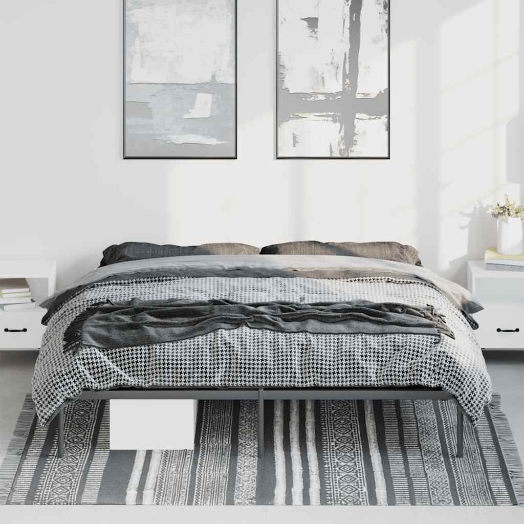 Cadre de lit métal sans matelas noir 193x203 cm - XIOS