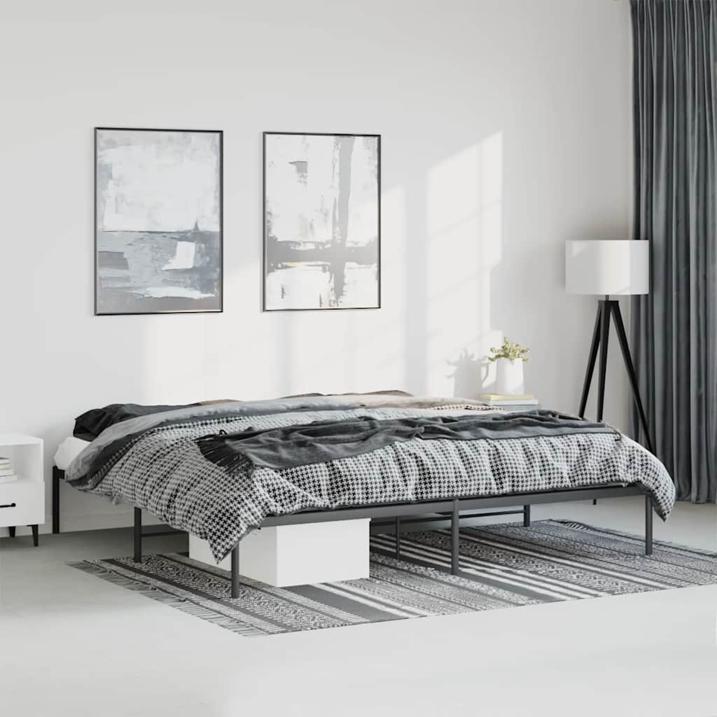 Cadre de lit métal sans matelas noir 193x203 cm - XIOS