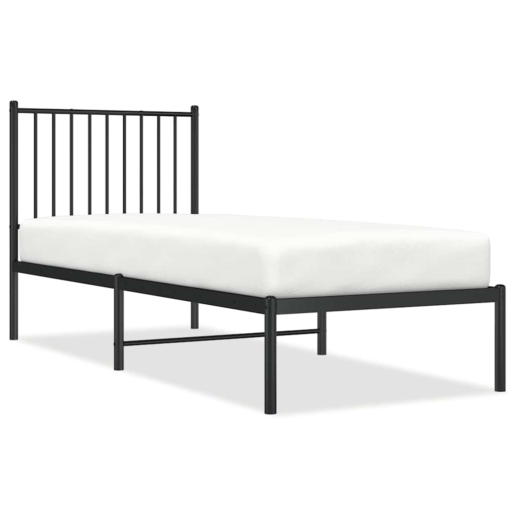 Cadre de lit métal sans matelas avec tête de lit noir 80x200 cm - XIOS
