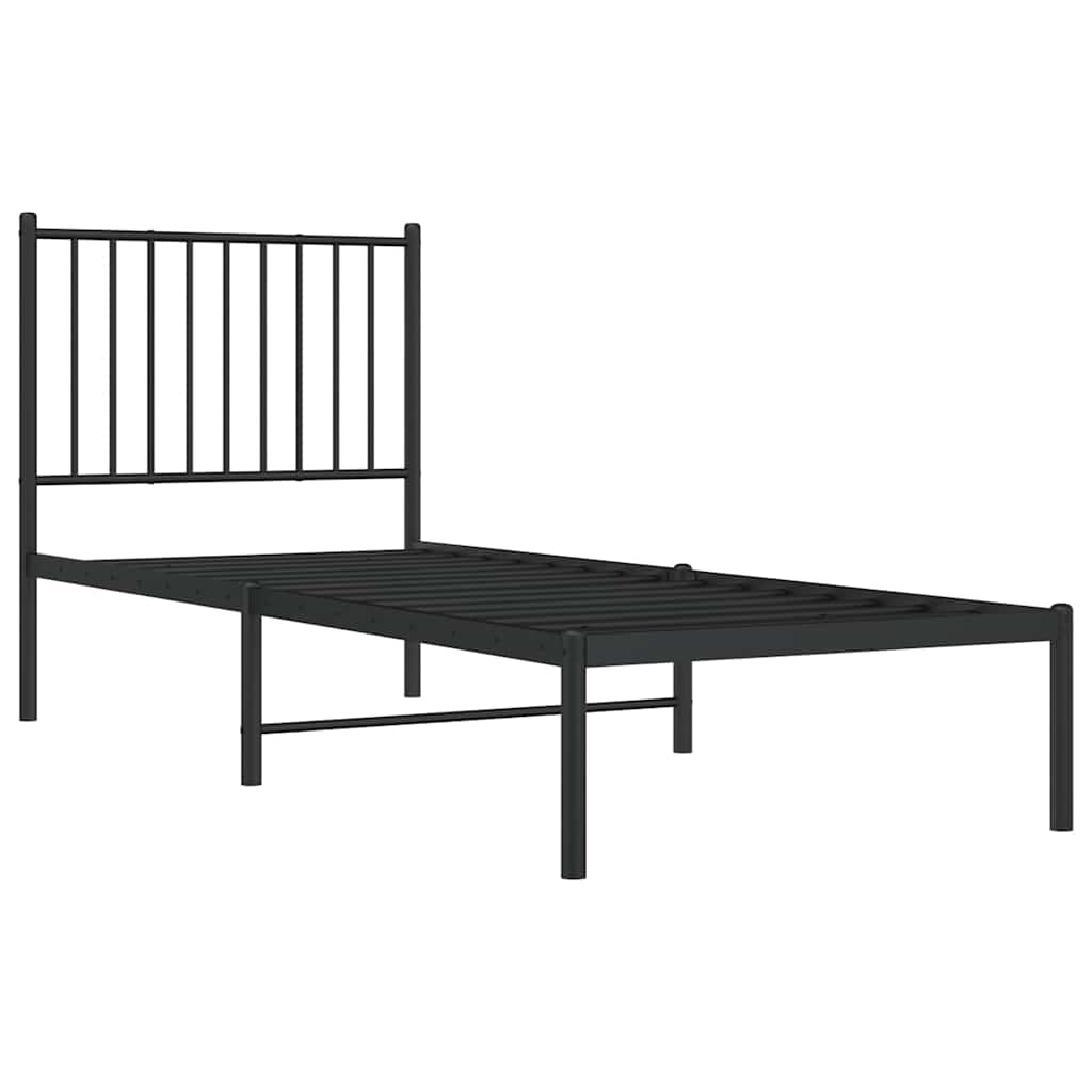 Cadre de lit métal sans matelas avec tête de lit noir 80x200 cm - XIOS