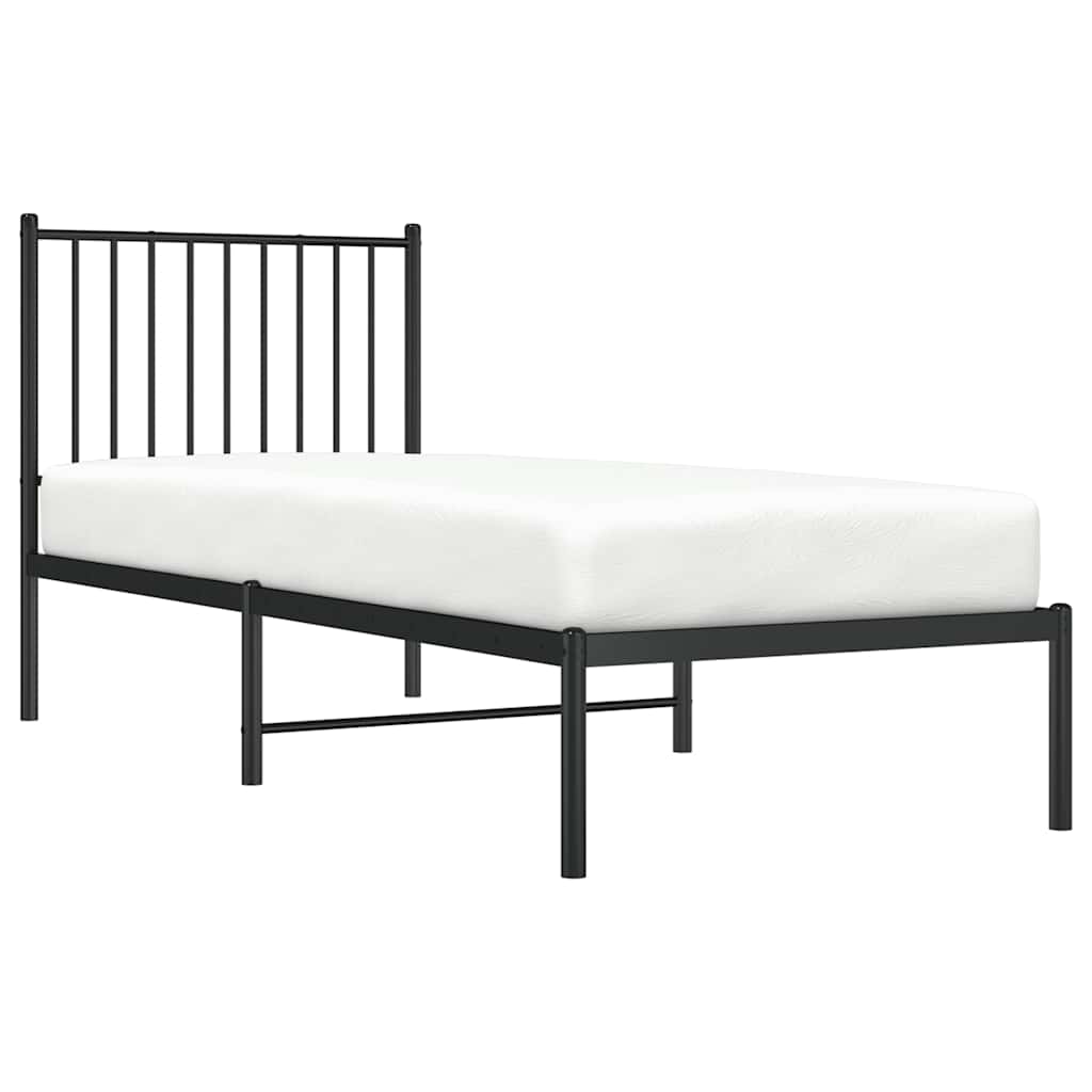 Cadre de lit métal sans matelas avec tête de lit noir 80x200 cm - XIOS