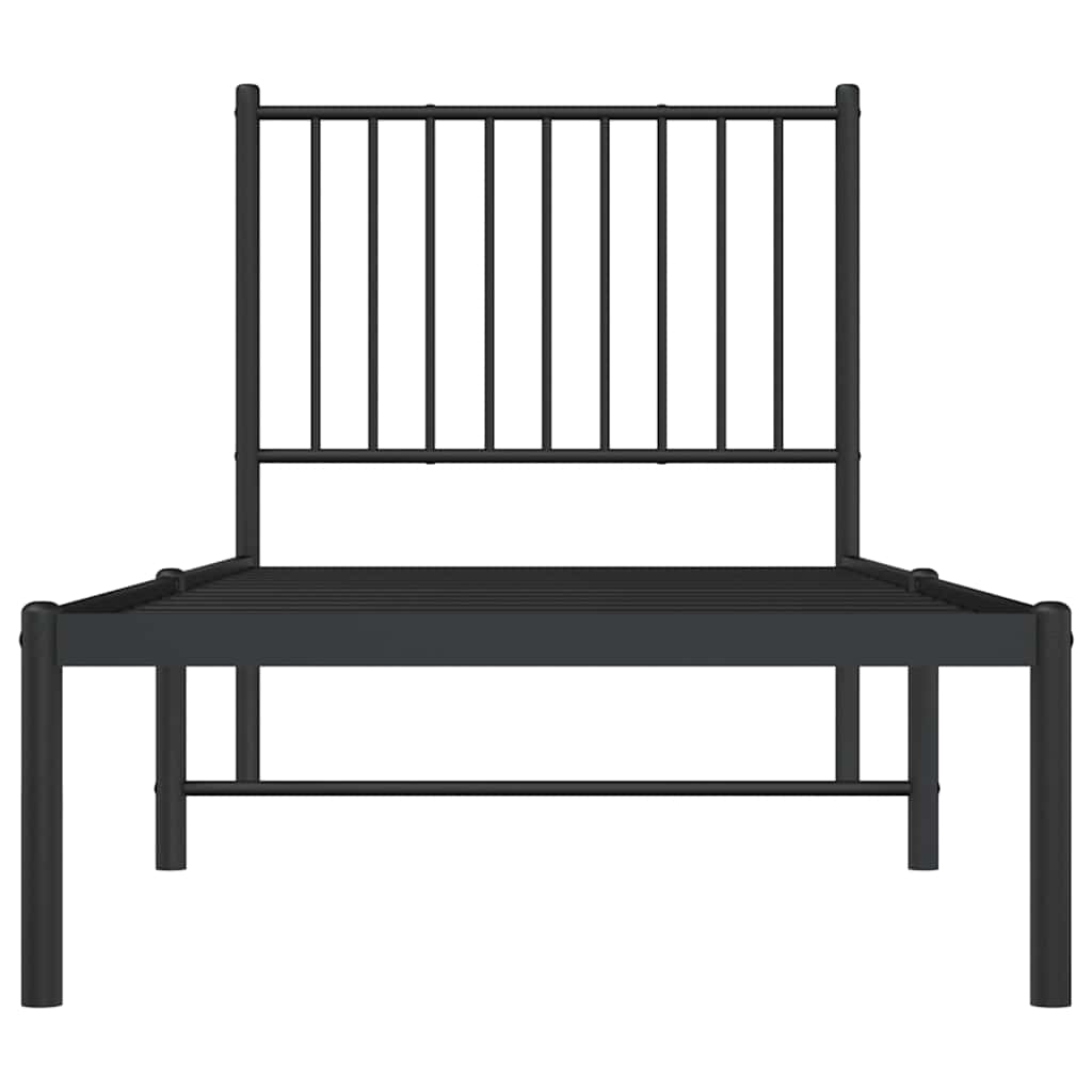 Cadre de lit métal sans matelas avec tête de lit noir 80x200 cm - XIOS