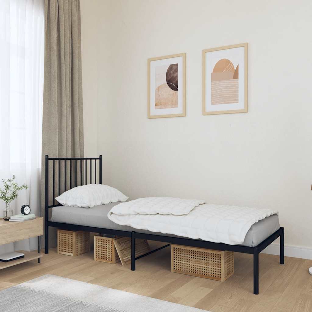 Cadre de lit métal sans matelas avec tête de lit noir 80x200 cm - XIOS