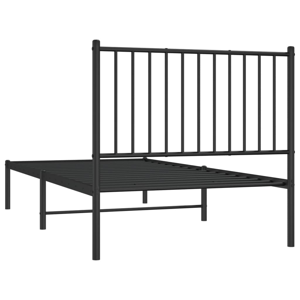 Cadre de lit métal sans matelas avec tête de lit noir 90x190 cm - XIOS
