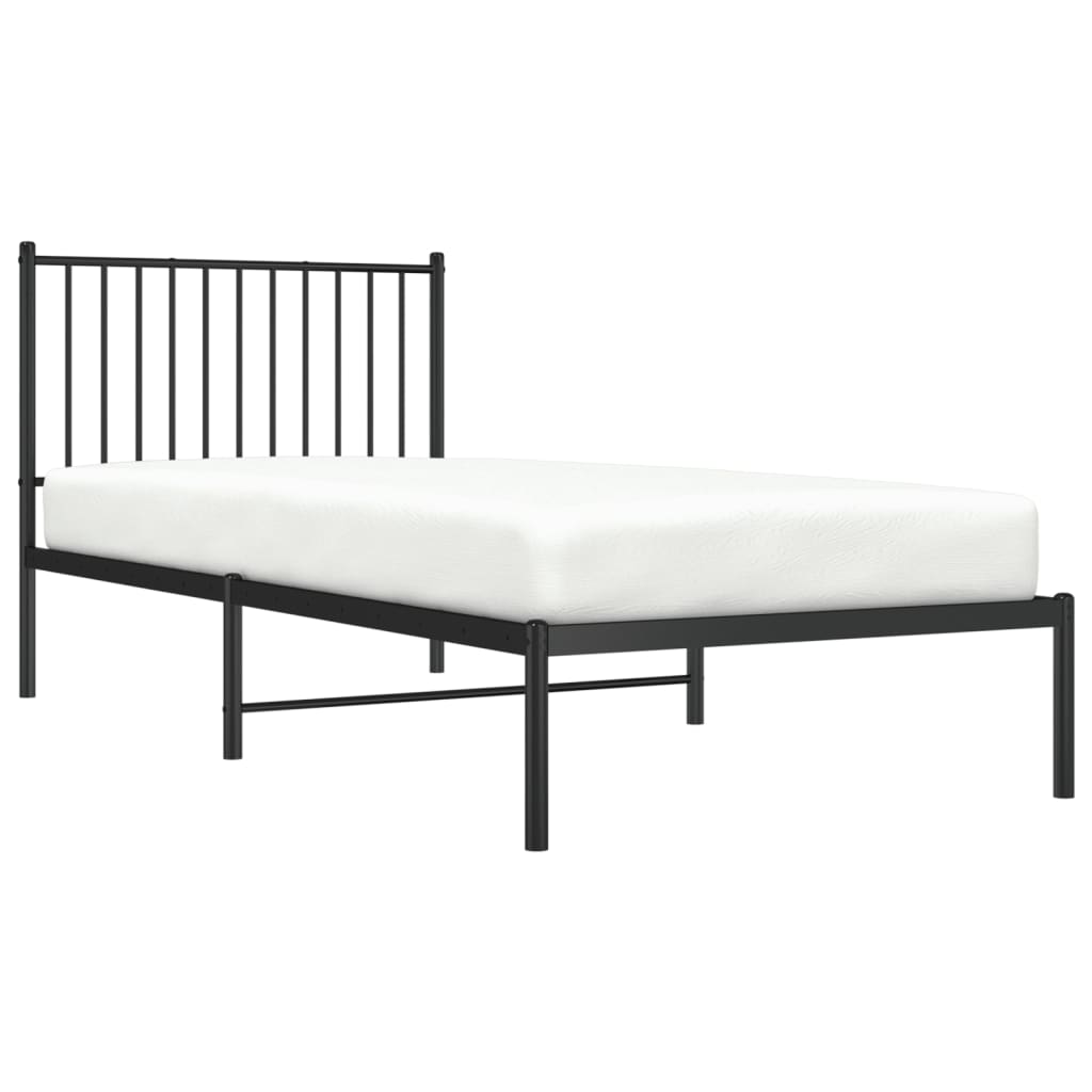 Cadre de lit métal sans matelas avec tête de lit noir 90x200 cm - XIOS