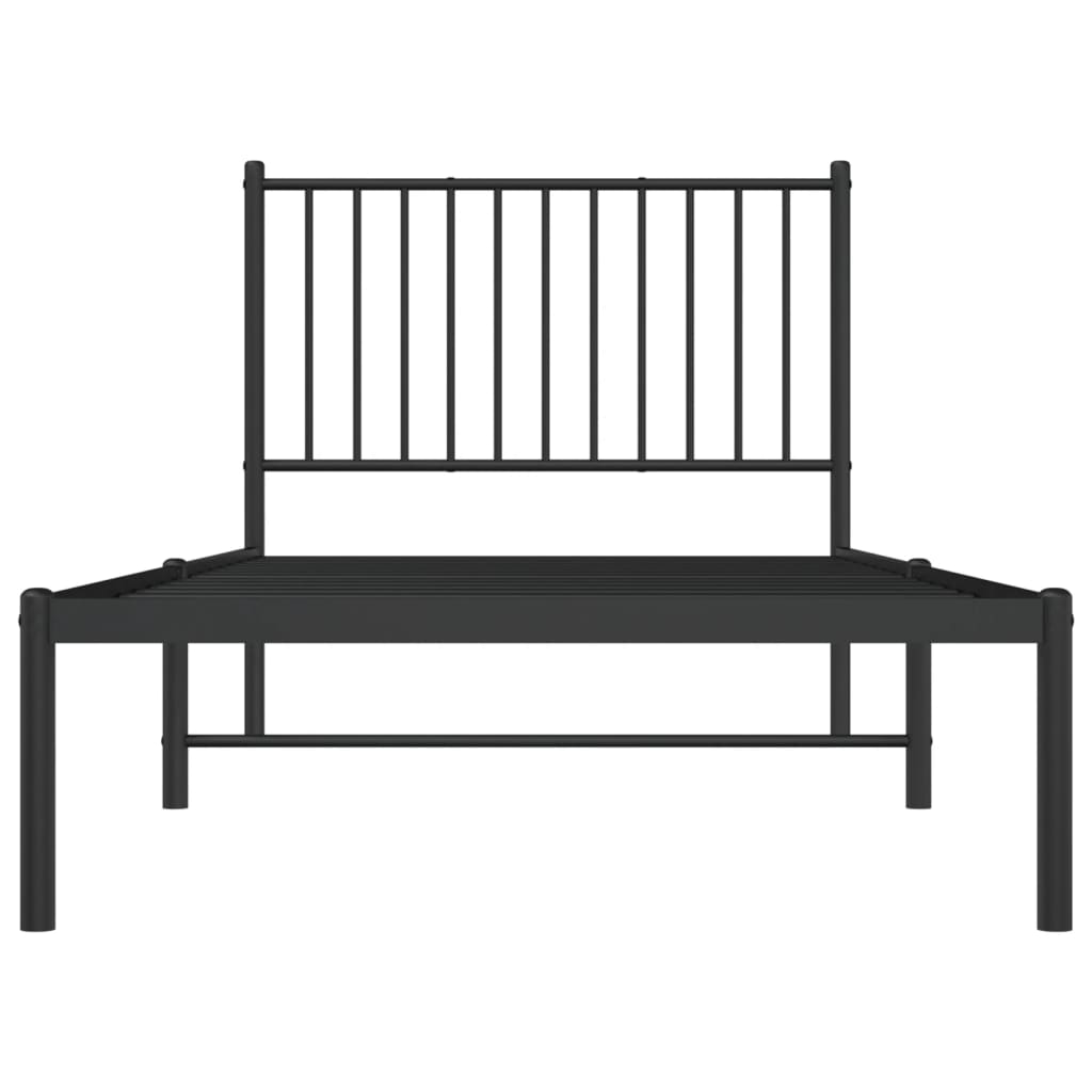 Cadre de lit métal sans matelas avec tête de lit noir 90x200 cm - XIOS