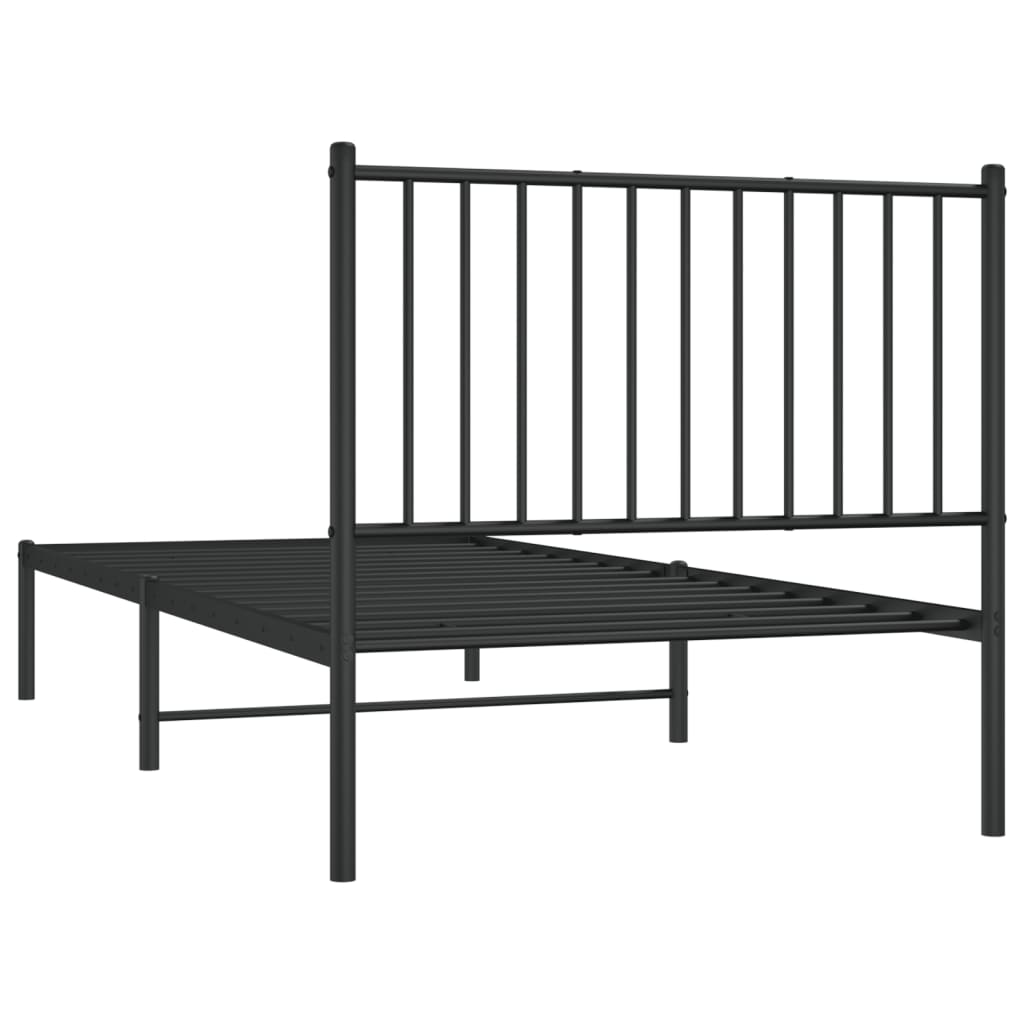 Cadre de lit métal sans matelas avec tête de lit noir 90x200 cm - XIOS