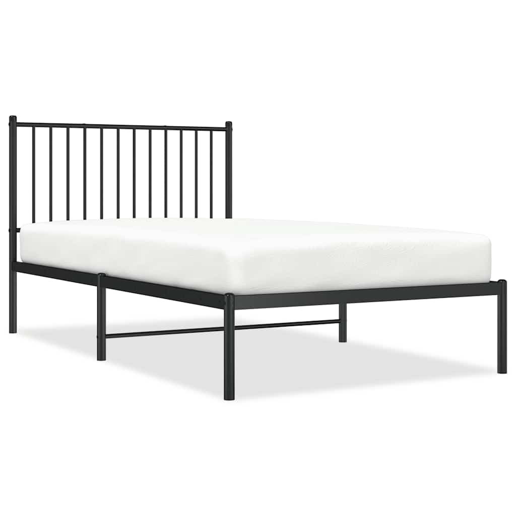 Cadre de lit métal sans matelas avec tête de lit noir 100x190cm - XIOS