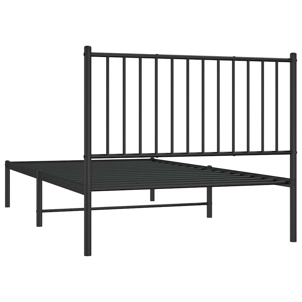 Cadre de lit métal sans matelas avec tête de lit noir 100x190cm - XIOS