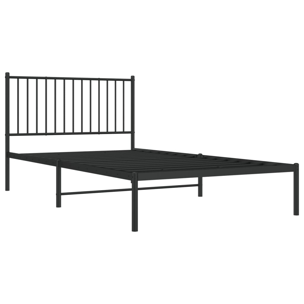 Cadre de lit métal sans matelas avec tête de lit noir 107x203cm - XIOS