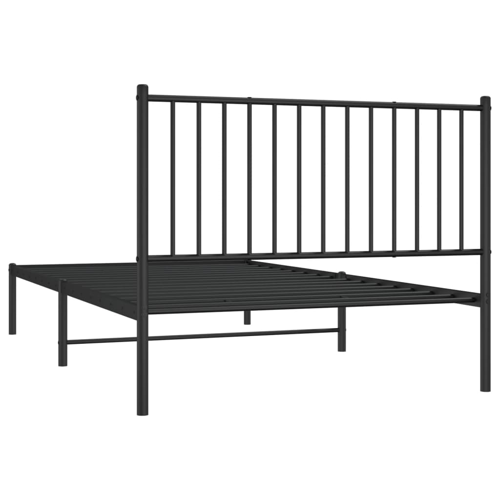 Cadre de lit métal sans matelas avec tête de lit noir 107x203cm - XIOS