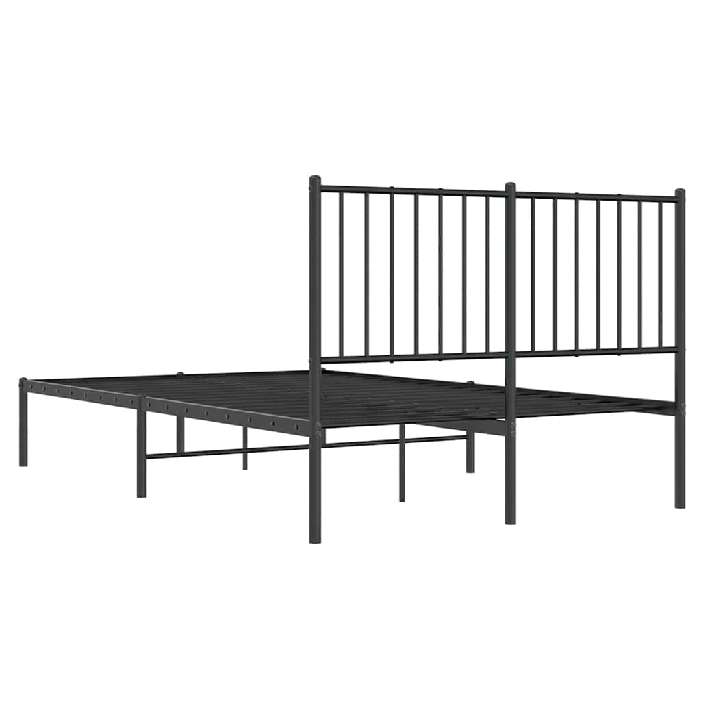Cadre de lit métal sans matelas avec tête de lit noir 120x190cm - XIOS