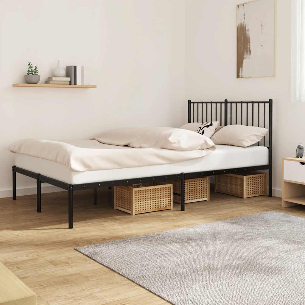 Cadre de lit métal sans matelas avec tête de lit noir 120x190cm - XIOS