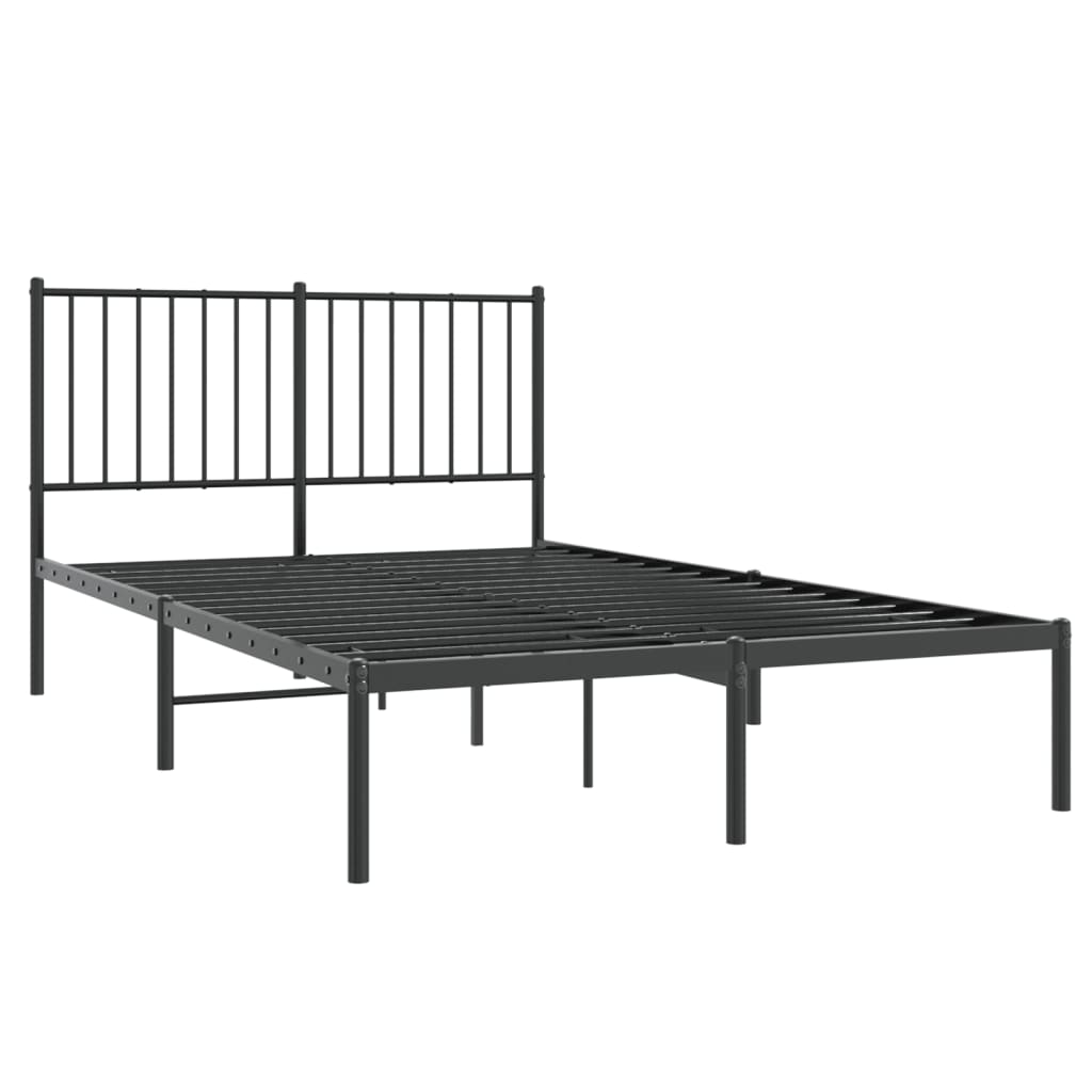 Cadre de lit métal sans matelas avec tête de lit noir 120x200cm - XIOS