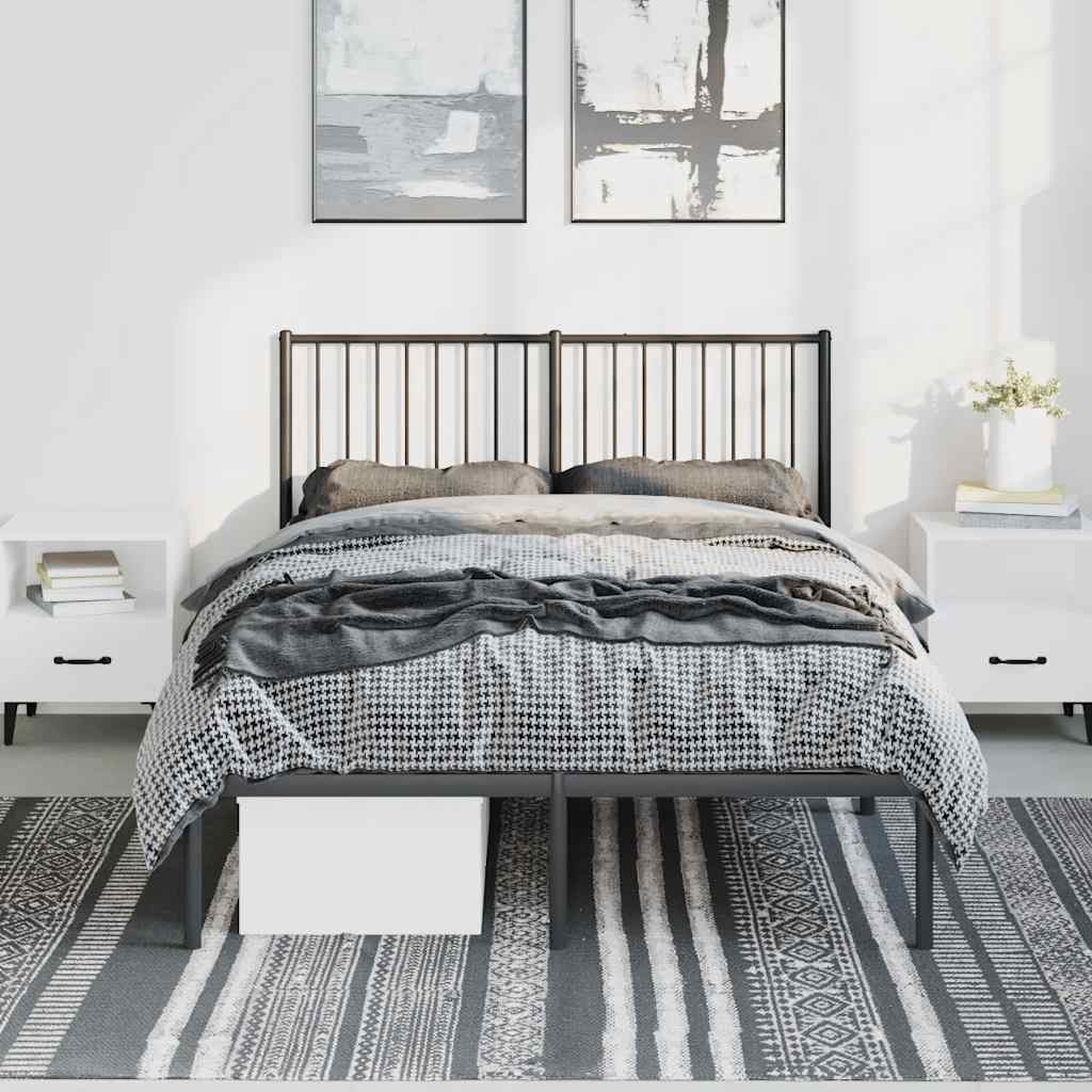Cadre de lit métal sans matelas avec tête de lit noir 135x190cm - XIOS