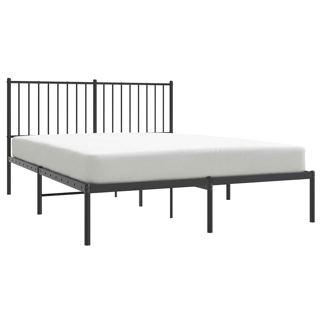 Cadre de lit métal sans matelas avec tête de lit noir 135x190cm - XIOS