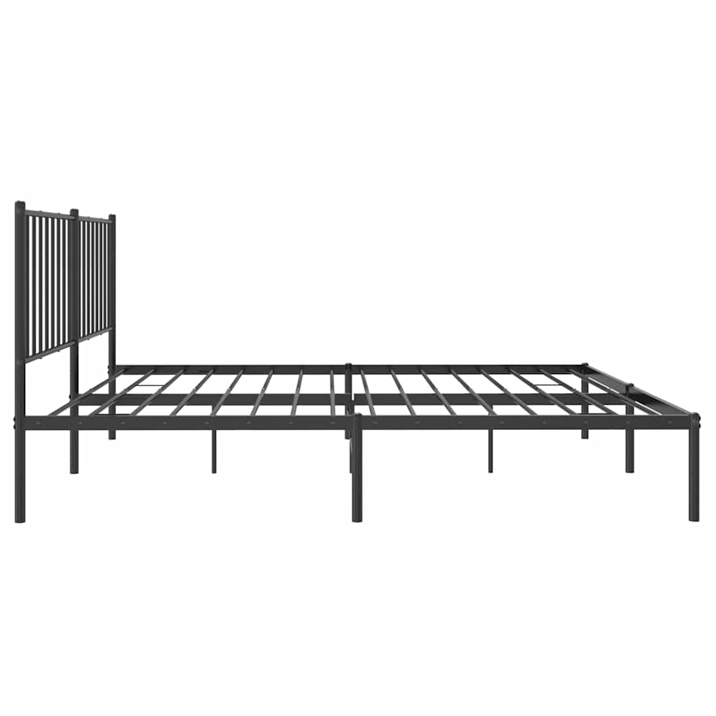 Cadre de lit métal sans matelas avec tête de lit noir 135x190cm - XIOS