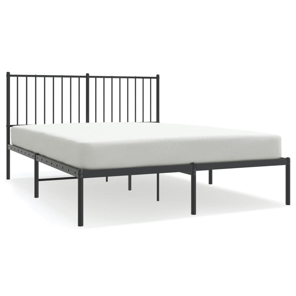 Cadre de lit métal sans matelas avec tête de lit noir 140x190cm - XIOS