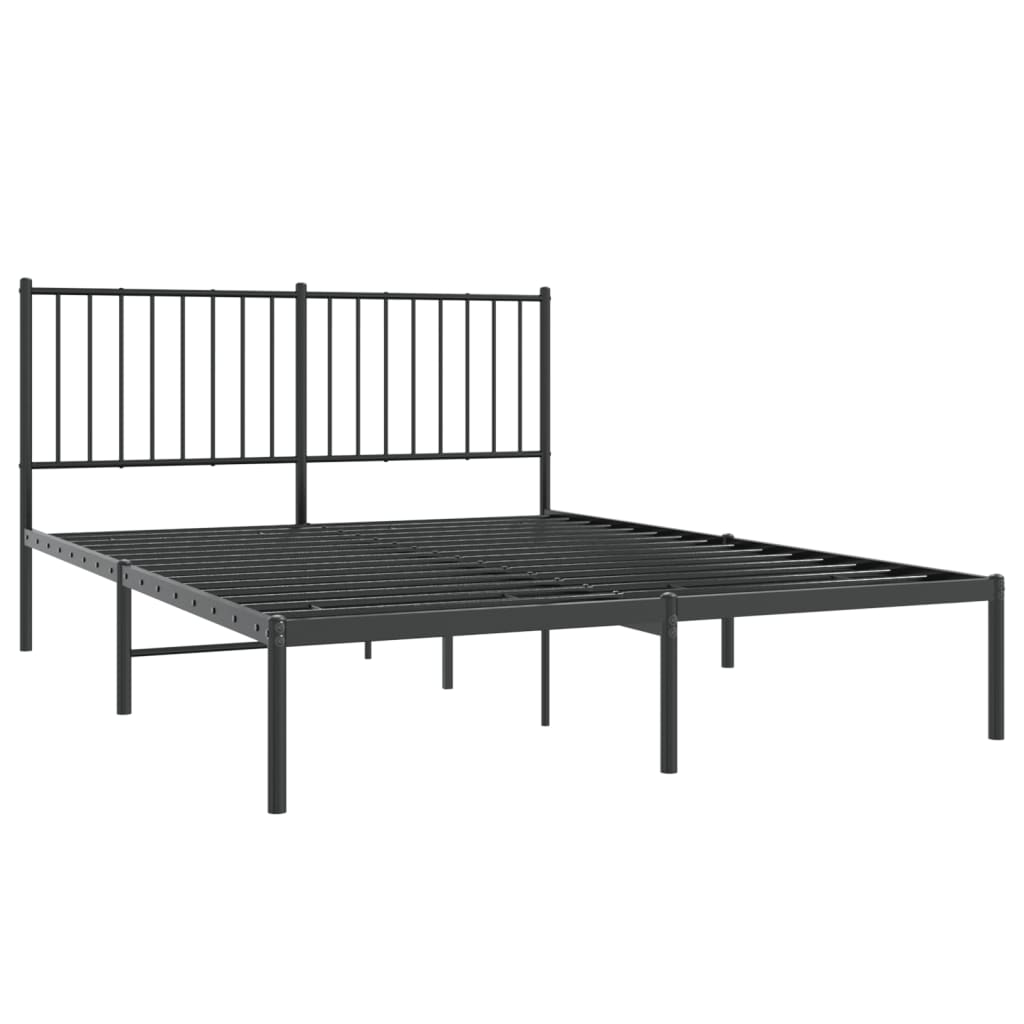 Cadre de lit métal sans matelas avec tête de lit noir 140x190cm - XIOS