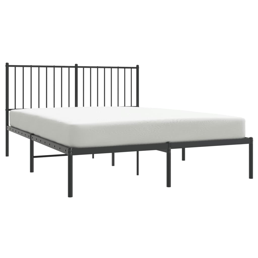 Cadre de lit métal sans matelas avec tête de lit noir 140x190cm - XIOS