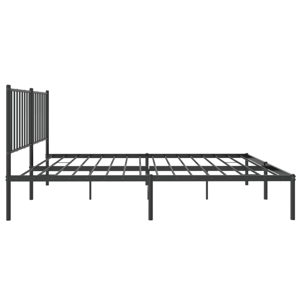 Cadre de lit métal sans matelas avec tête de lit noir 140x190cm - XIOS