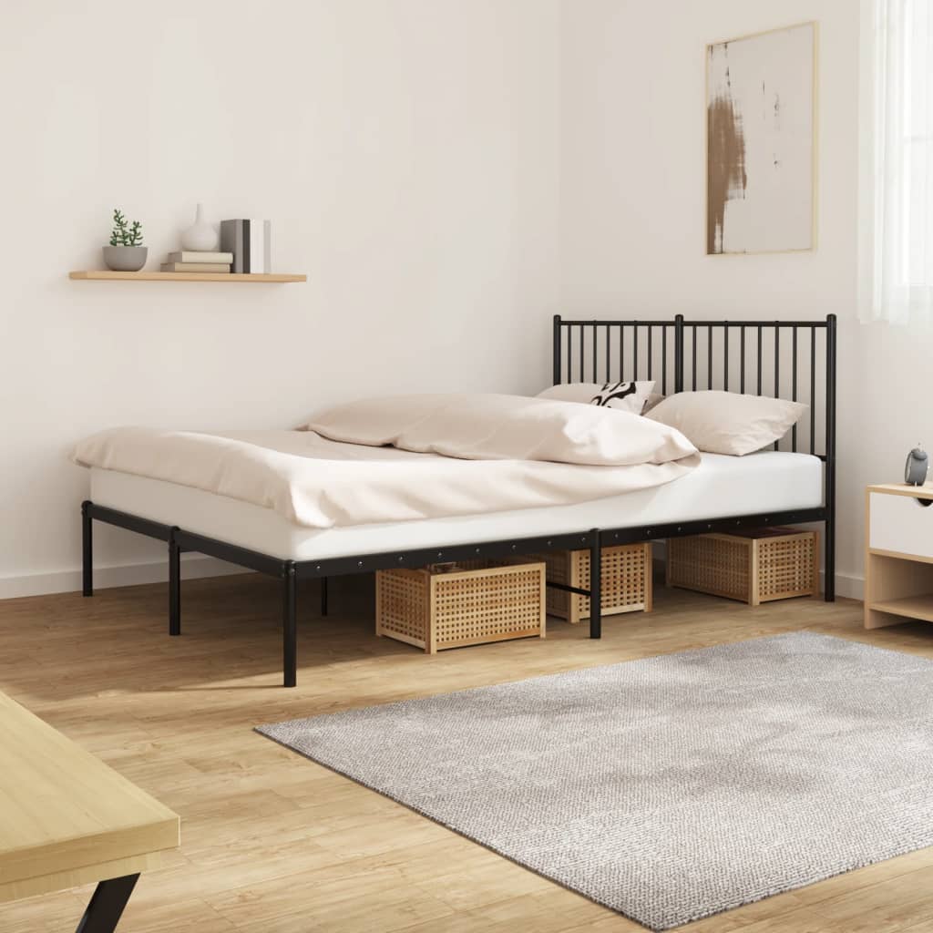 Cadre de lit métal sans matelas avec tête de lit noir 140x200cm - XIOS