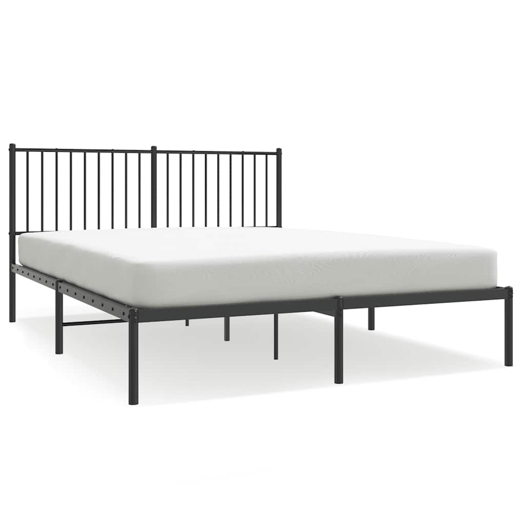 Cadre de lit métal sans matelas avec tête de lit noir 150x200cm - XIOS