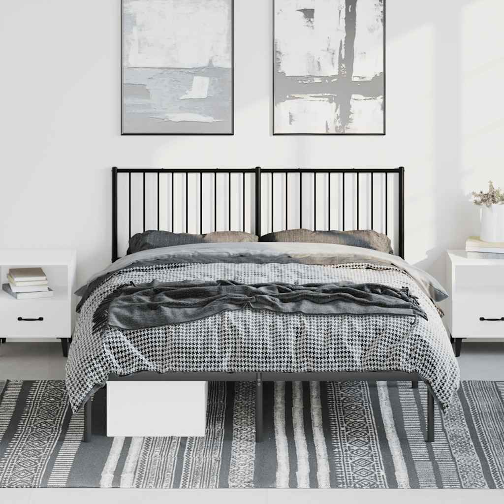 Cadre de lit métal sans matelas avec tête de lit noir 150x200cm - XIOS