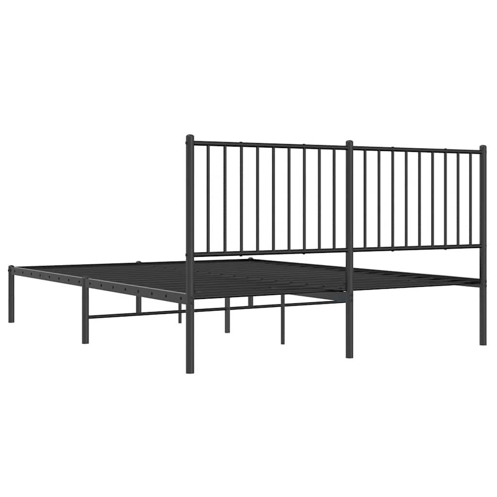 Cadre de lit métal sans matelas avec tête de lit noir 150x200cm - XIOS