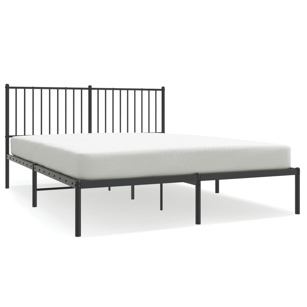 Cadre de lit métal sans matelas et tête de lit noir 160x200 cm - XIOS