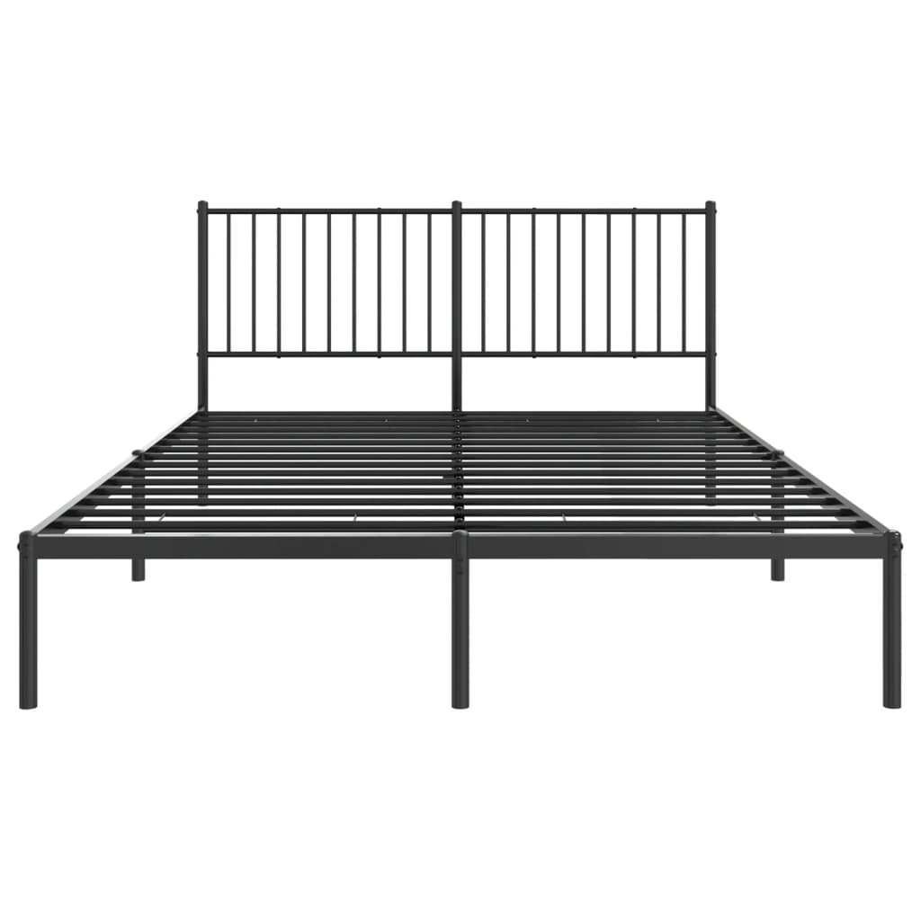 Cadre de lit métal sans matelas et tête de lit noir 160x200 cm - XIOS
