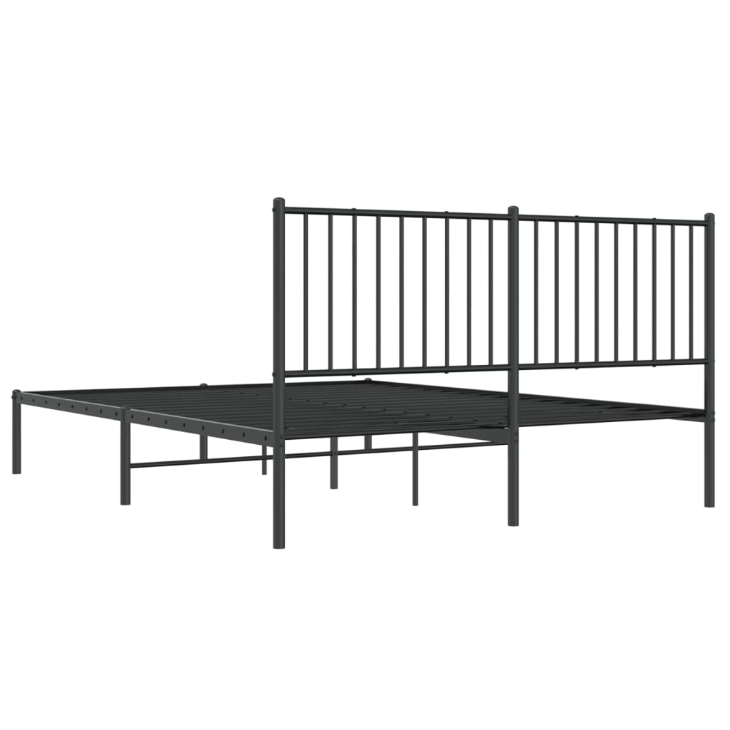 Cadre de lit métal sans matelas et tête de lit noir 160x200 cm - XIOS