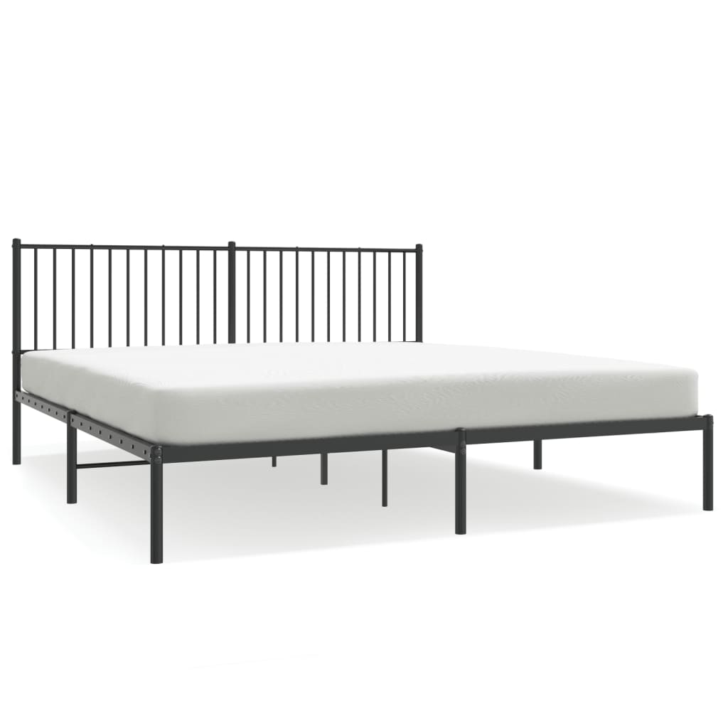 Cadre de lit métal sans matelas et tête de lit noir 180x200 cm - XIOS