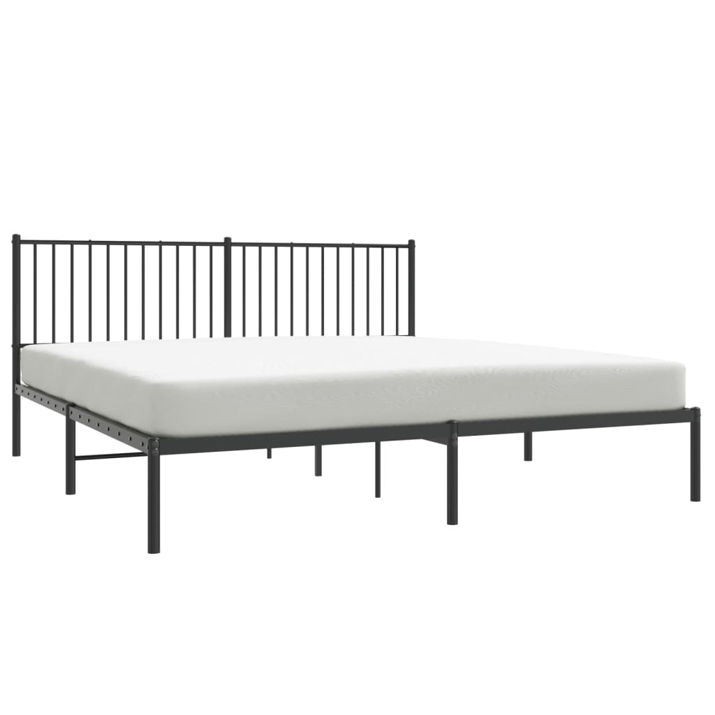 Cadre de lit métal sans matelas et tête de lit noir 180x200 cm - XIOS