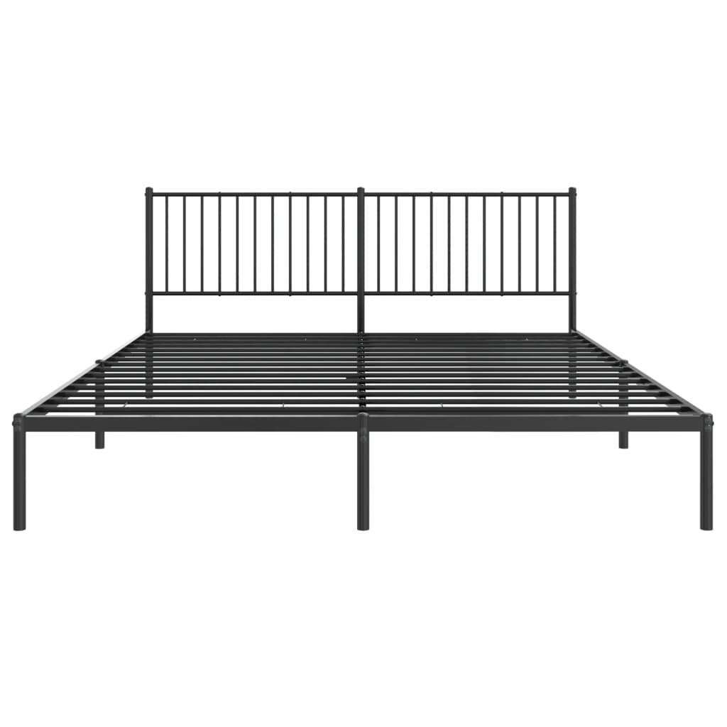 Cadre de lit métal sans matelas et tête de lit noir 180x200 cm - XIOS