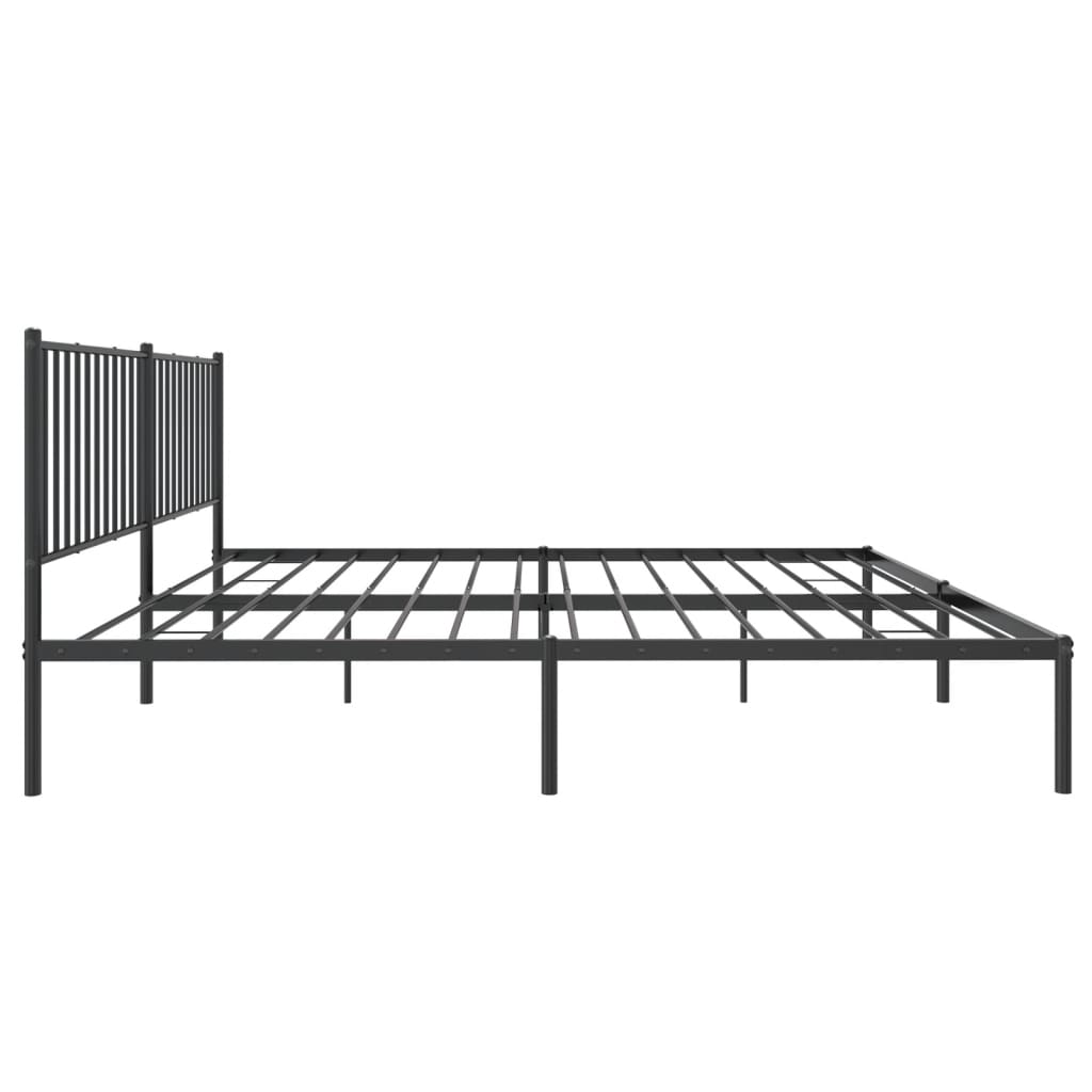 Cadre de lit métal sans matelas et tête de lit noir 180x200 cm - XIOS