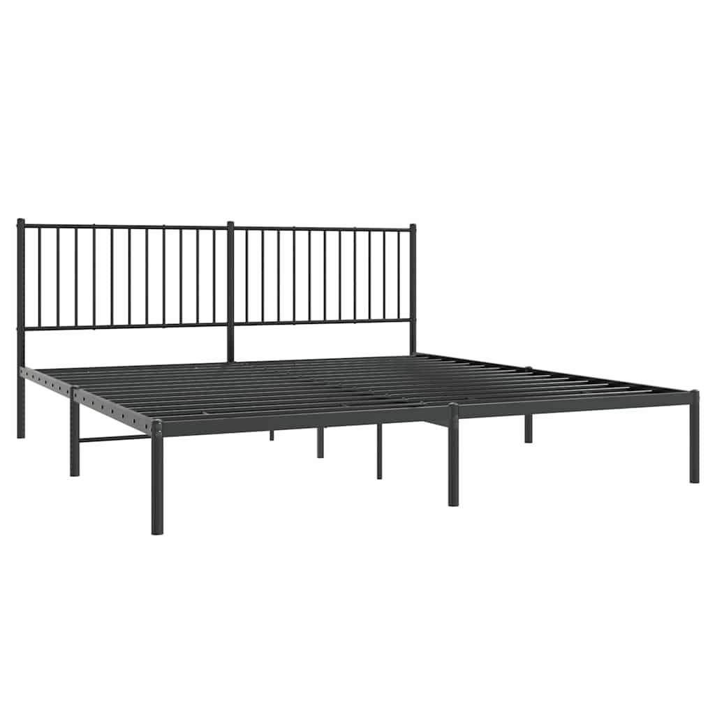 Cadre de lit métal sans matelas avec tête de lit noir 183x213cm - XIOS
