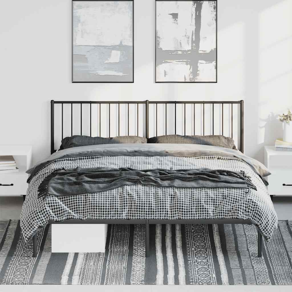 Cadre de lit métal sans matelas avec tête de lit noir 183x213cm - XIOS