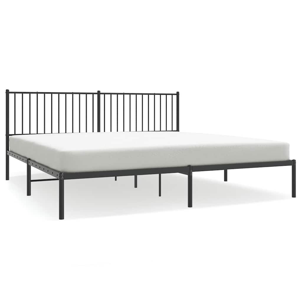 Cadre de lit métal sans matelas avec tête de lit noir 193x203cm - XIOS