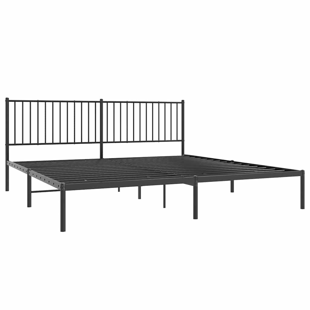 Cadre de lit métal sans matelas avec tête de lit noir 193x203cm - XIOS