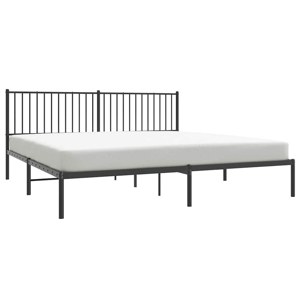 Cadre de lit métal sans matelas avec tête de lit noir 193x203cm - XIOS