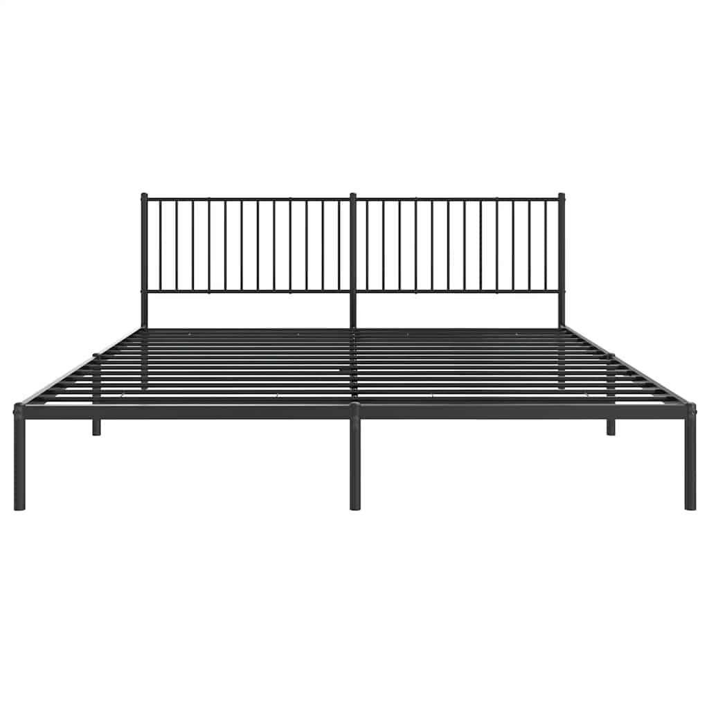 Cadre de lit métal sans matelas avec tête de lit noir 193x203cm - XIOS