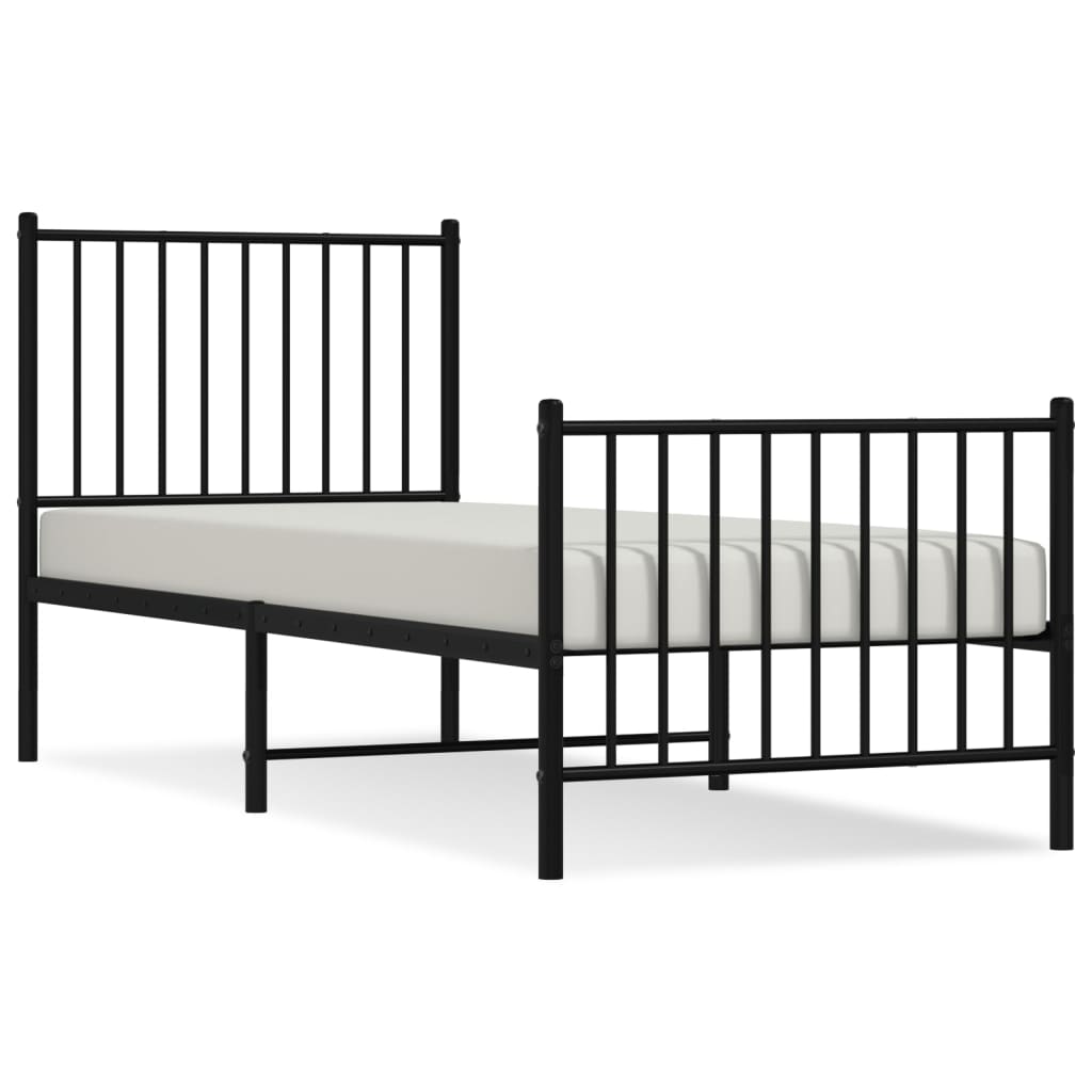 Cadre de lit métal sans matelas avec pied de lit noir 80x200 cm - XIOS
