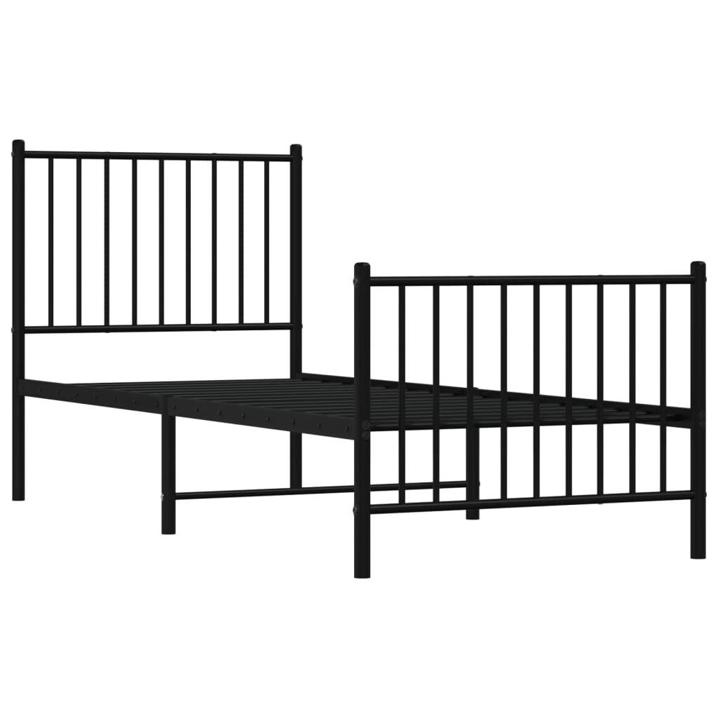 Cadre de lit métal sans matelas avec pied de lit noir 80x200 cm - XIOS