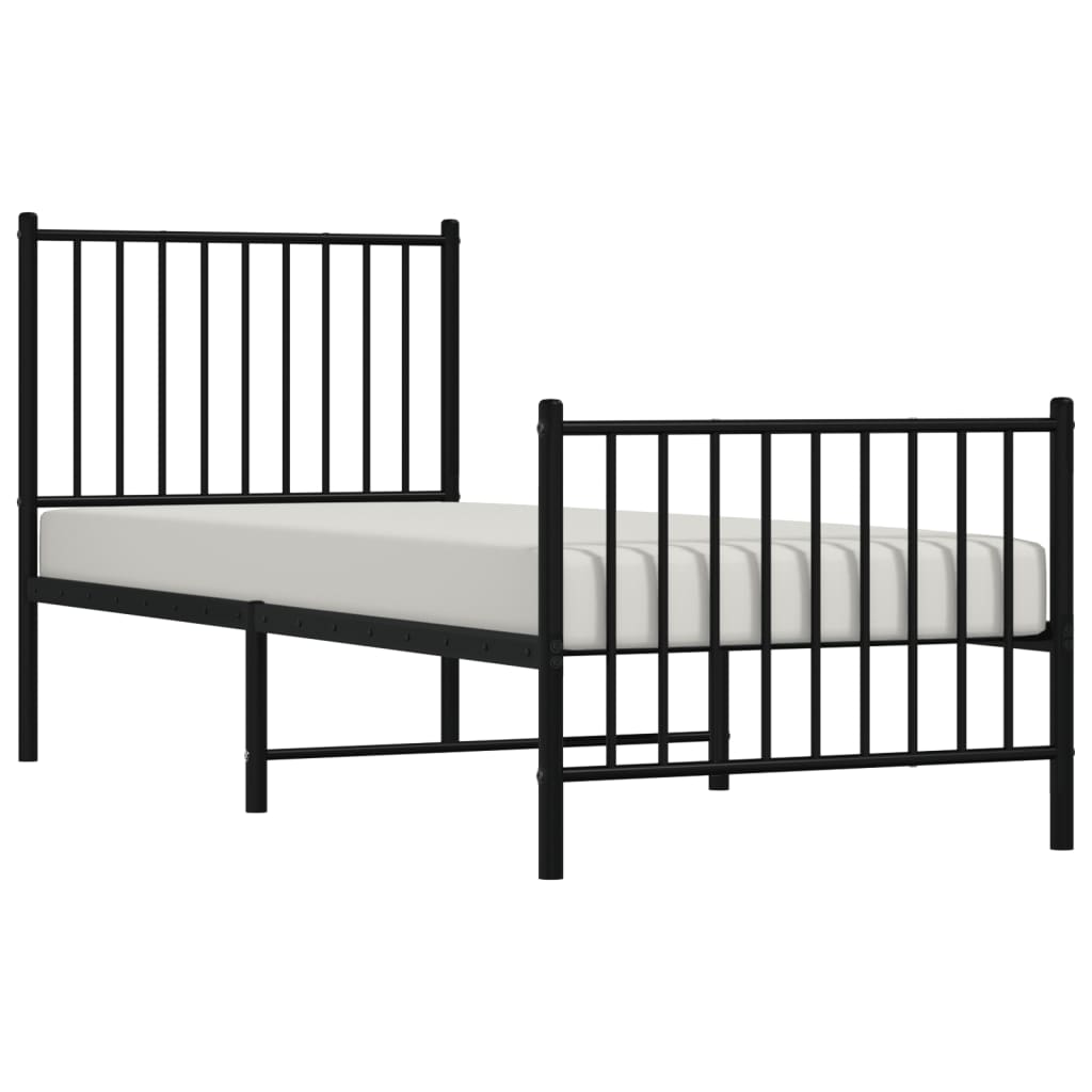 Cadre de lit métal sans matelas avec pied de lit noir 80x200 cm - XIOS
