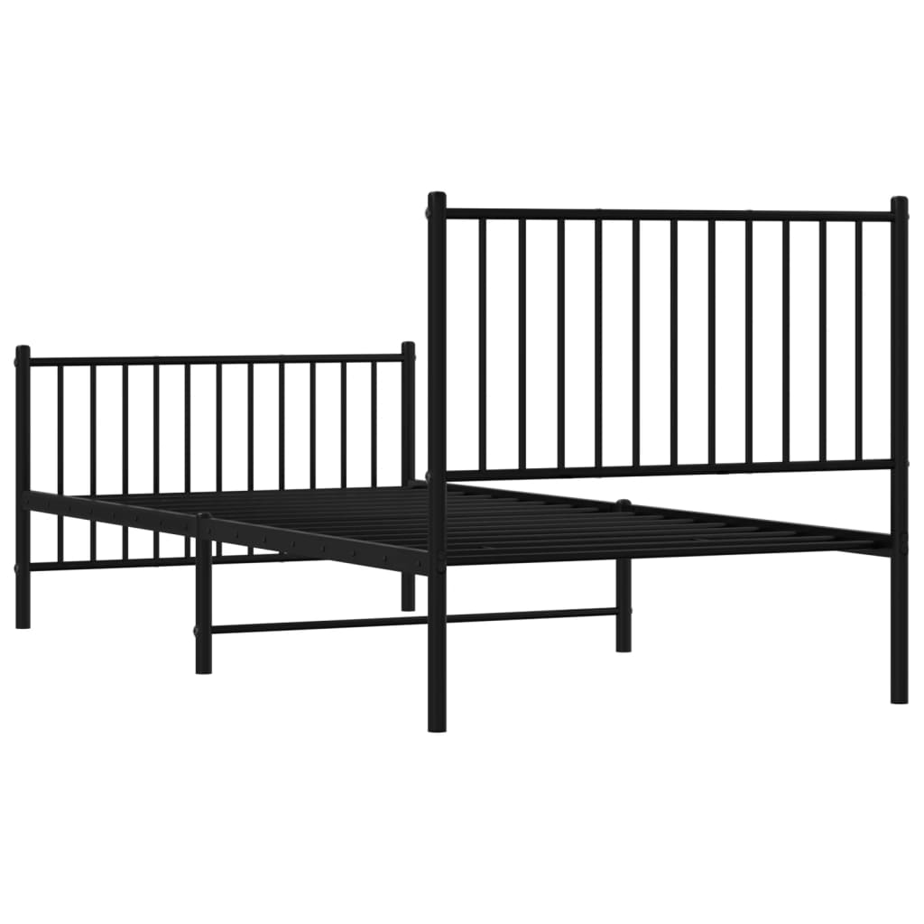 Cadre de lit métal sans matelas avec pied de lit noir 90x200 cm - XIOS
