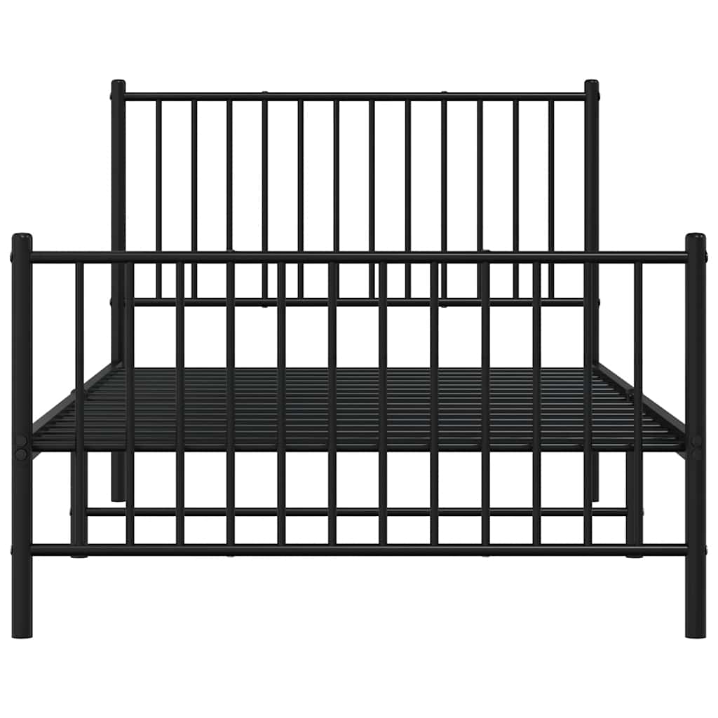 Cadre de lit métal sans matelas avec pied de lit noir 100x190cm - XIOS